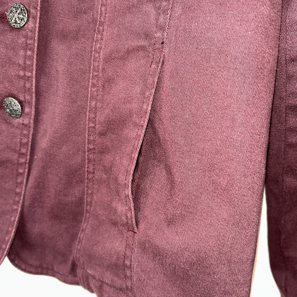 Live A Little LAL Woman's Utility Jacket Medium Petite Button Cotton Wine Color - Picture 6 of 15